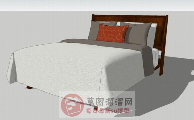中式床铺床具SU模型