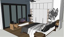 卧室床铺电视柜SU模型