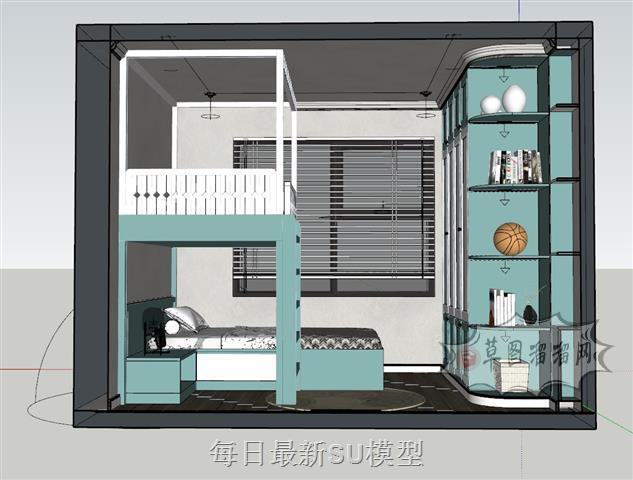 儿童卧室房间SU模型