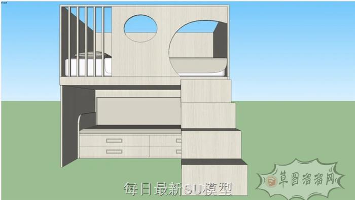 儿童床上下铺高低铺SU模型