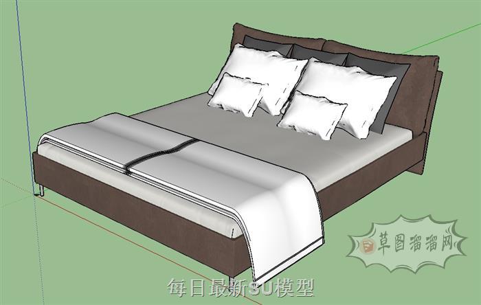 双人睡觉床铺SU模型