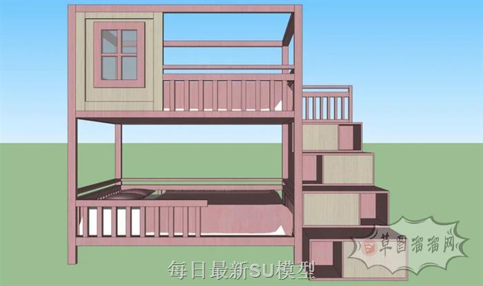 高低铺上下铺床铺SU模型