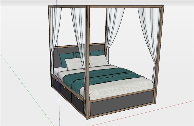 蚊帐床铺床具SU模型
