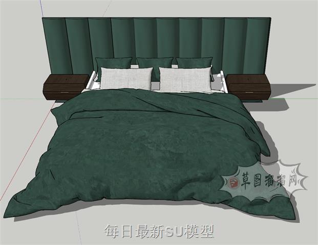 双人床床铺SU模型