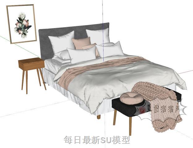 床铺床具双人床SU模型