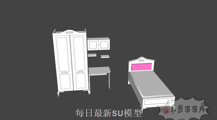 床铺衣柜SU模型