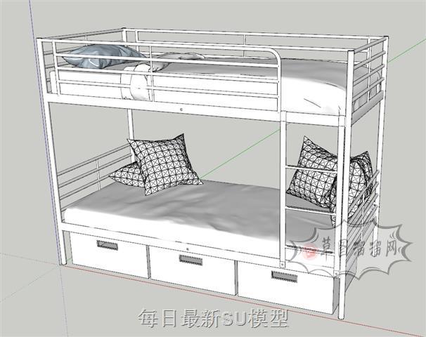 高低铺上下铺床铺SU模型