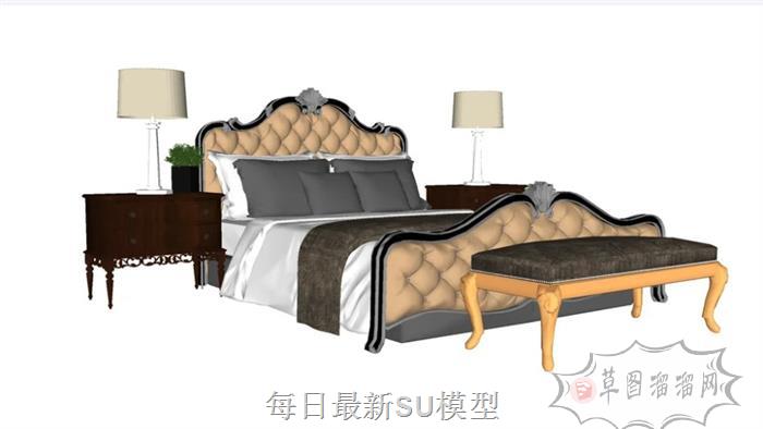 双人床床铺家具SU模型