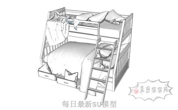 上下铺高低铺床铺SU模型