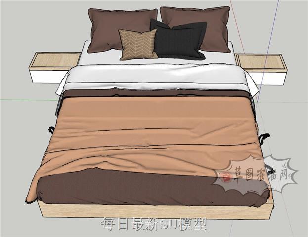 双人床床铺家具SU模型
