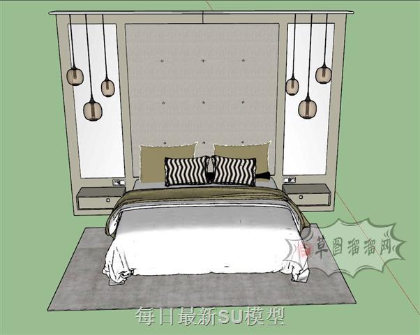 双人床床铺SU模型
