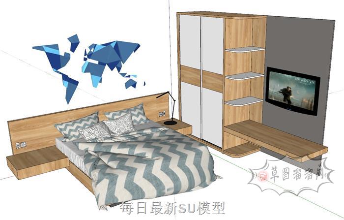 床铺衣柜家具SU模型