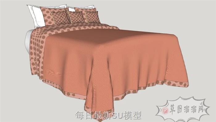 双人床床铺SU模型