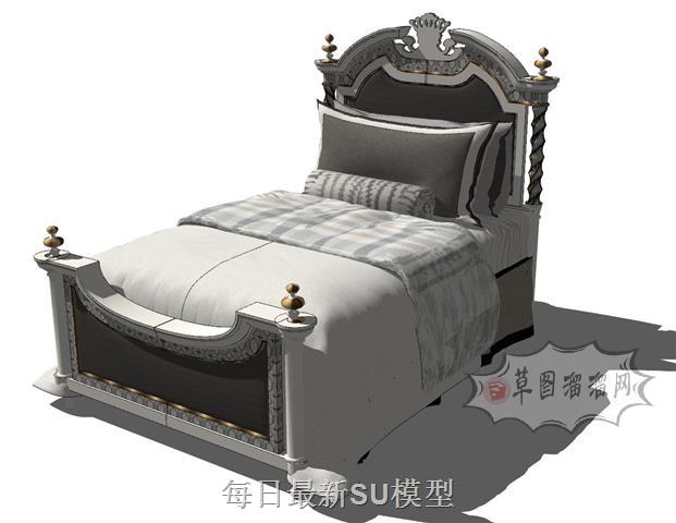 单人床床铺SU模型