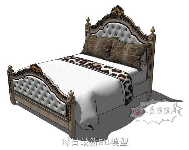 双人床床铺SU模型