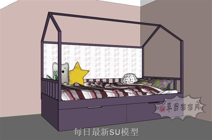儿童床床铺枕头SU模型