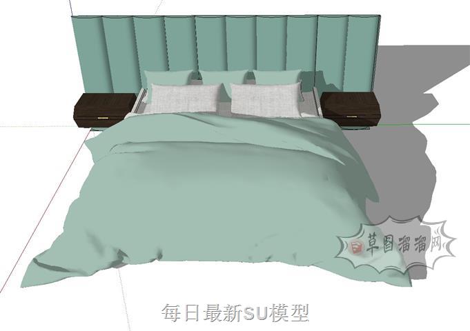 双人床床铺SU模型