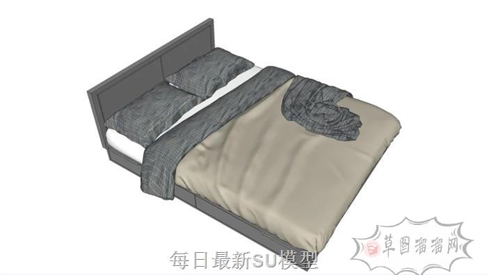双人床床铺被子SU模型