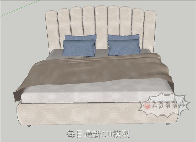 双人床床铺SU模型
