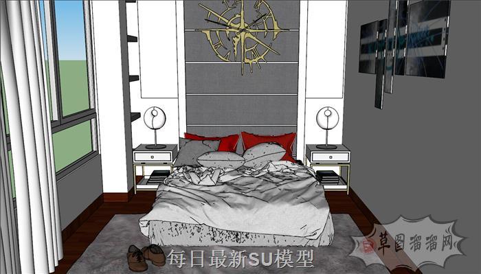 卧室客房床铺SU模型