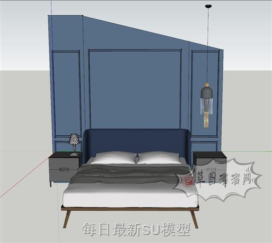 床铺床头柜家具SU模型