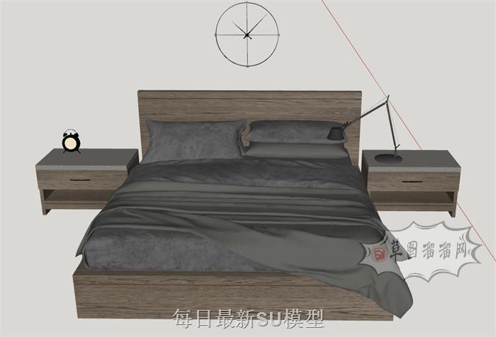 双人床床铺床具SU模型