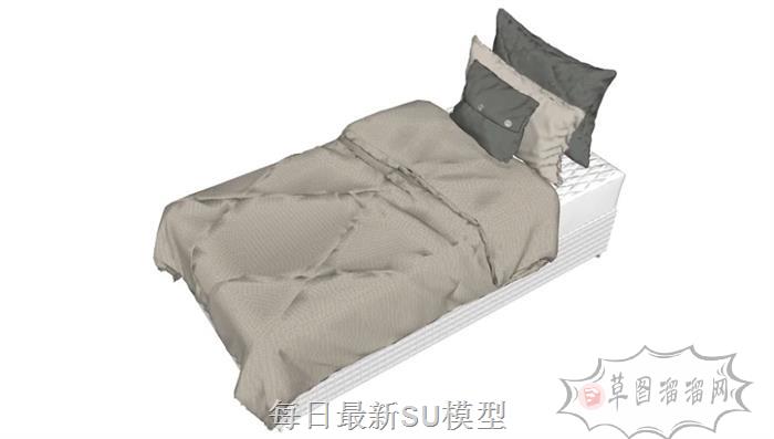 单人床床铺SU模型