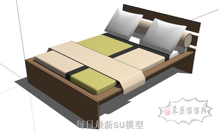 双人床床铺SU模型