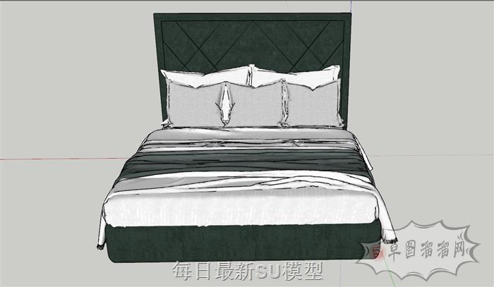 双人床床铺床具SU模型