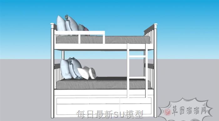 高低铺床上下铺SU模型