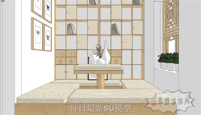 日式榻榻米升降台SU模型