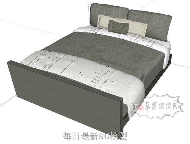 双人床床铺SU模型