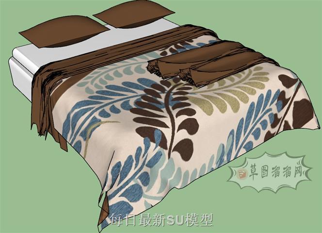 双人床床铺被子SU模型