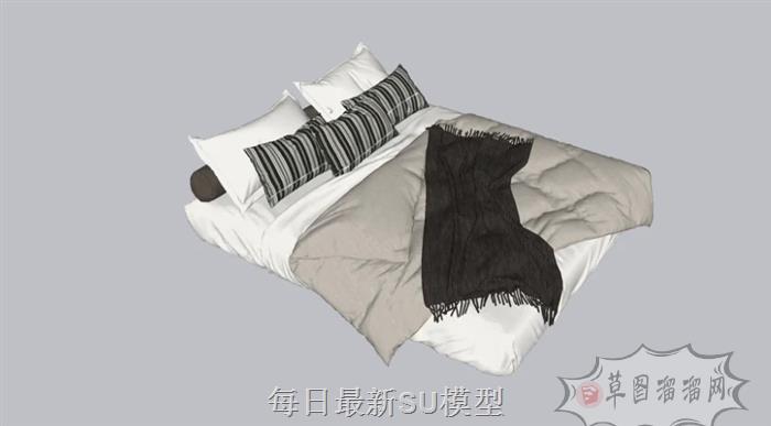 双人床床铺床具SU模型