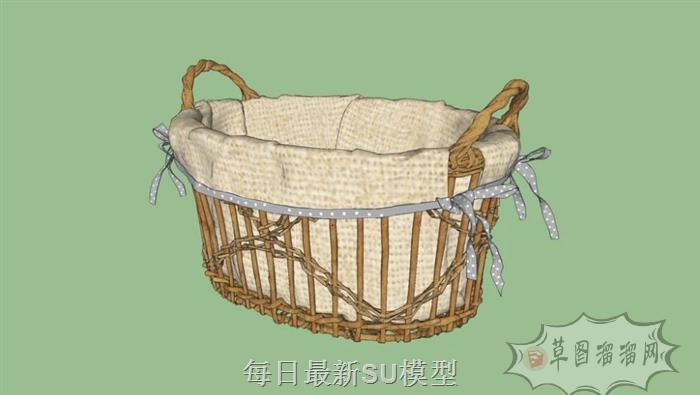 箩筐造型婴儿床SU模型