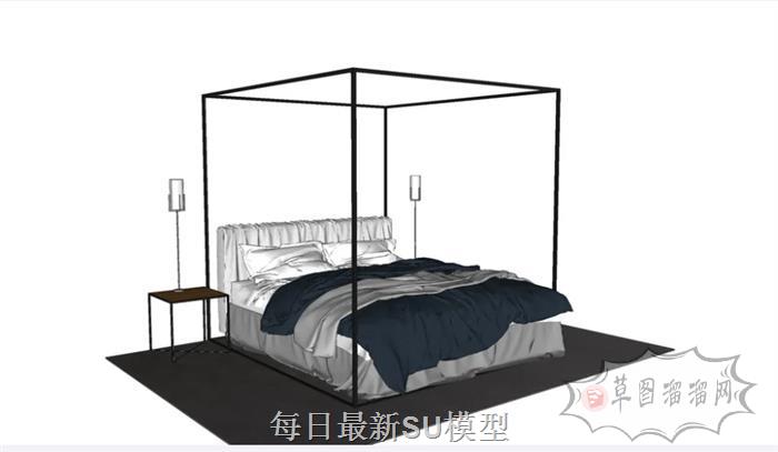 蚊帐架床铺床具SU模型