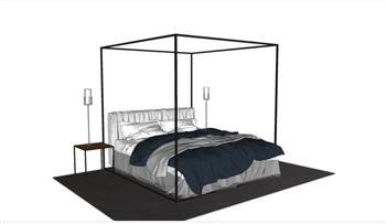 蚊帐架床铺床具SU模型 免费sketchup模型下载