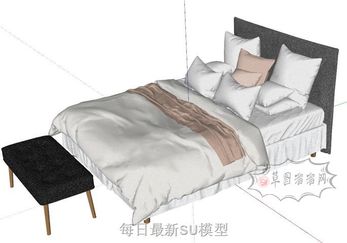 双人床床铺SU模型