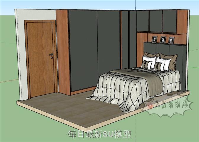 卧室床铺衣柜SU模型