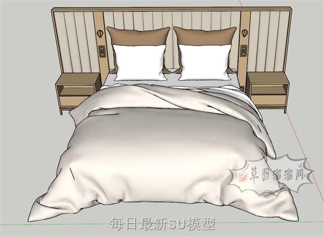 双人床床铺SU模型