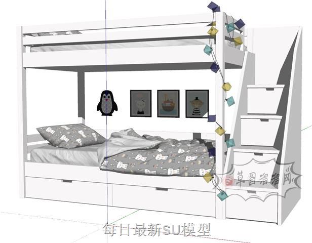 儿童床上下铺高低铺SU模型