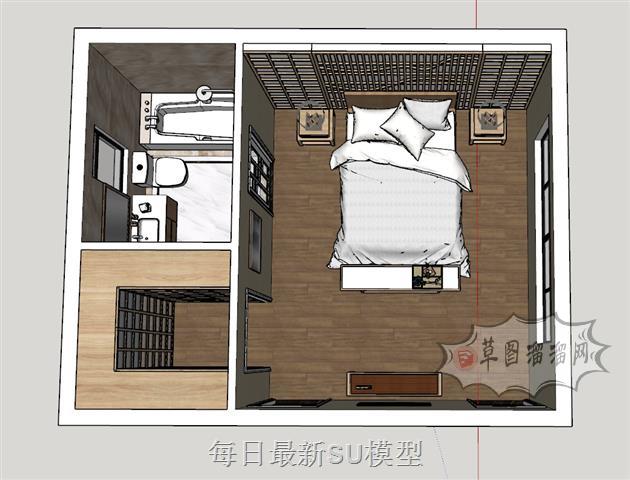 日式房间卧室SU模型
