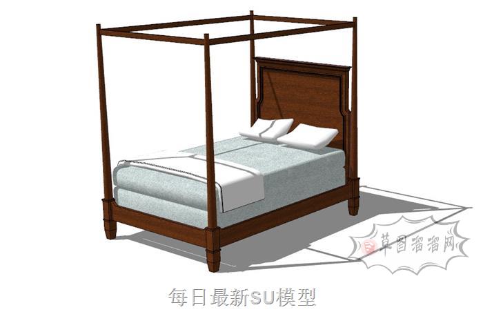 床铺蚊帐架SU模型