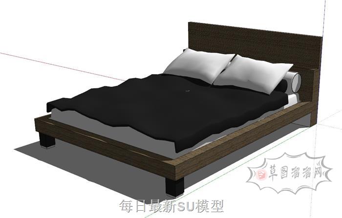 双人床床铺板床SU模型