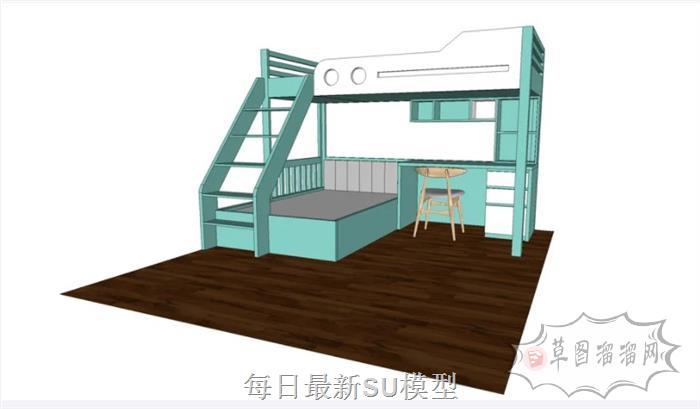 高低铺上下铺床铺SU模型