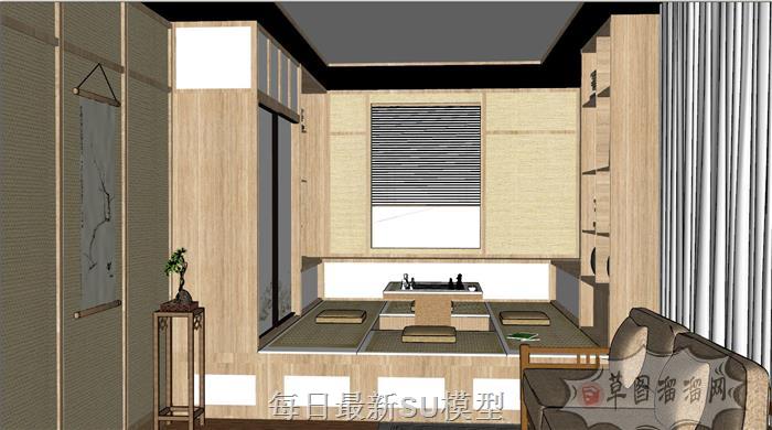 日式茶室榻榻米SU模型