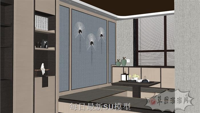 日式茶室茶具SU模型