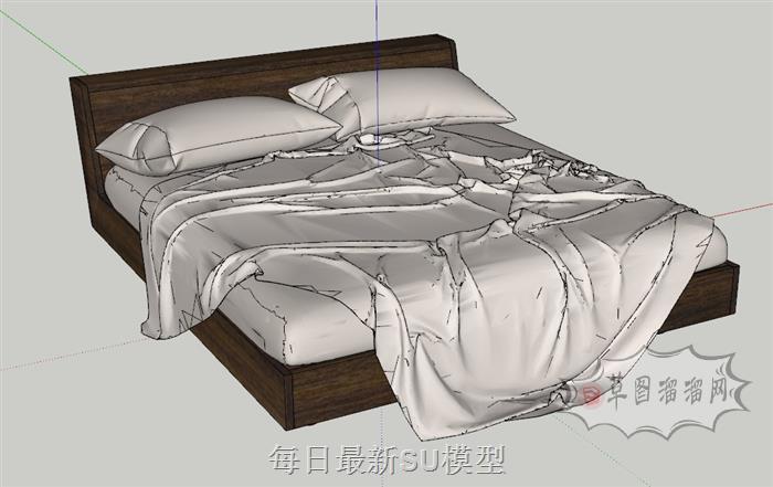 双人床床铺SU模型