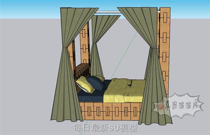 蚊帐床铺SU模型