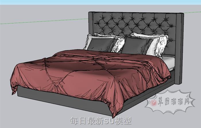 双人床床铺SU模型
